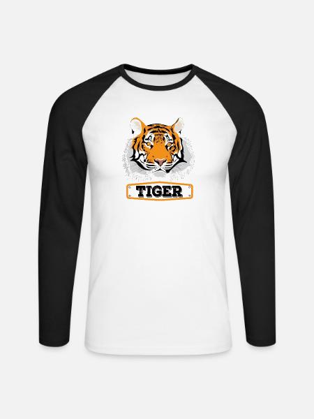 Tiger - Unisex Baseballshirt langarm - Weiß/Schwarz