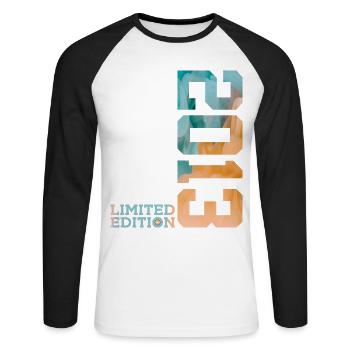 13. GEBURTSTAG LIMITED EDITION 2013 - Unisex Baseballshirt langarm - Weiß/Schwarz - Vorne - Nik (191cm)