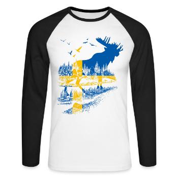 SCHWEDEN ELCH - Unisex Baseballshirt langarm - Weiß/Schwarz - Vorne - Nik (191cm)