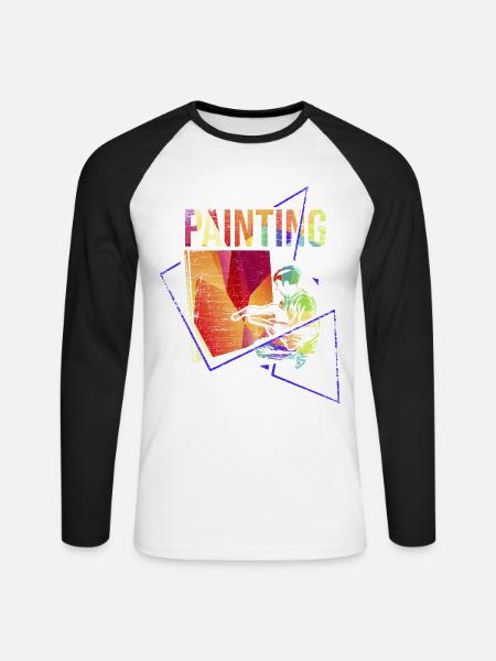 Farbbegeisterte Malerin Atelier - Unisex Baseballshirt langarm - Weiß/Schwarz
