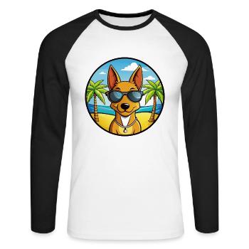 Cirneco Dell Etna Hunderasse Cartoon Sonnenbrille Strand - Unisex Baseballshirt langarm - Weiß/Schwarz - Vorne - Nik (191cm)