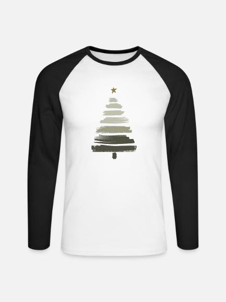 Christmas Tree - Unisex Long Sleeve Baseball T-Shirt - white/black