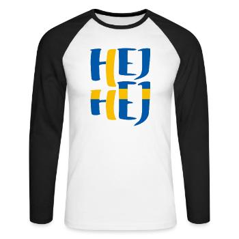 SCHWEDEN HEJ HEJ SCHWEDISCH - Unisex Baseballshirt langarm - Weiß/Schwarz - Vorne - Nik (191cm)