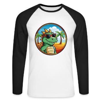Dragon Funny Cartoon Lunettes de soleil de plage d’été cool - T-shirt baseball manches longues Homme - blanc/noir - Devant - Nik (191cm)