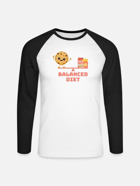 équilibré cookie fastfood Régime - T-shirt baseball manches longues Homme - blanc/noir