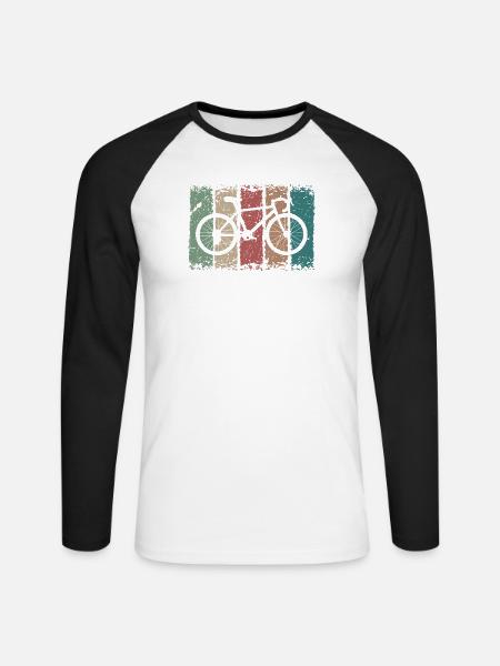 Fahrrad - Unisex Baseballshirt langarm - Weiß/Schwarz