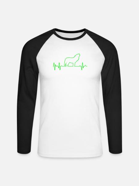 Wolf Herzschlag - Unisex Baseballshirt langarm - Weiß/Schwarz