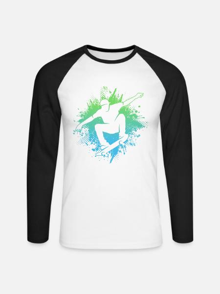 Skateboarder Skateboard Jungen Skater Herren - Unisex Baseballshirt langarm - Weiß/Schwarz