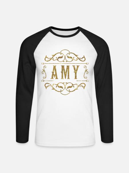 Amy gold - Unisex Baseballshirt langarm - Weiß/Schwarz