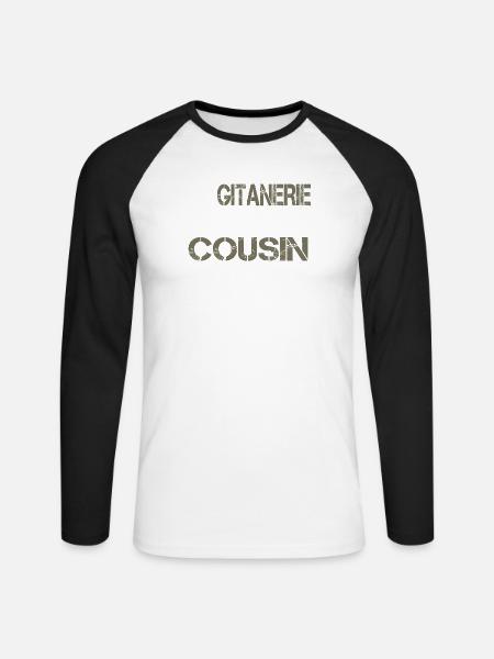 La gitanerie mon cousin - T-shirt baseball manches longues Homme - blanc/noir