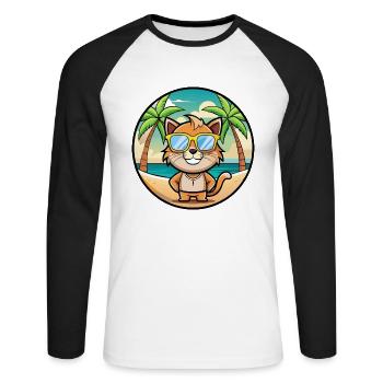 Pixie Bob Katzenrasse Cartoon Sonnenbrille Strand - Unisex Baseballshirt langarm - Weiß/Schwarz - Vorne - Nik (191cm)