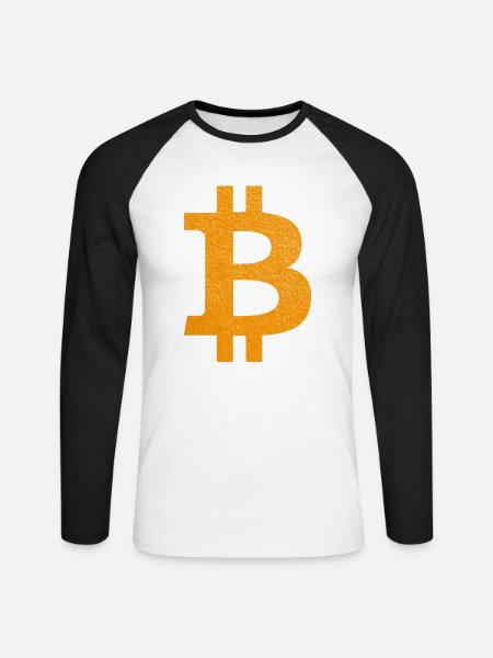 Bitcoin Symbol Gold Textured - Unisex Baseballshirt langarm - Weiß/Schwarz