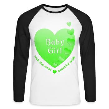 girl baby girl - Unisex Baseballshirt langarm - Weiß/Schwarz - Vorne - Nik (191cm)