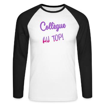 KOLLEGE - Unisex Baseballshirt langarm - Weiß/Schwarz - Vorne - Nik (191cm)