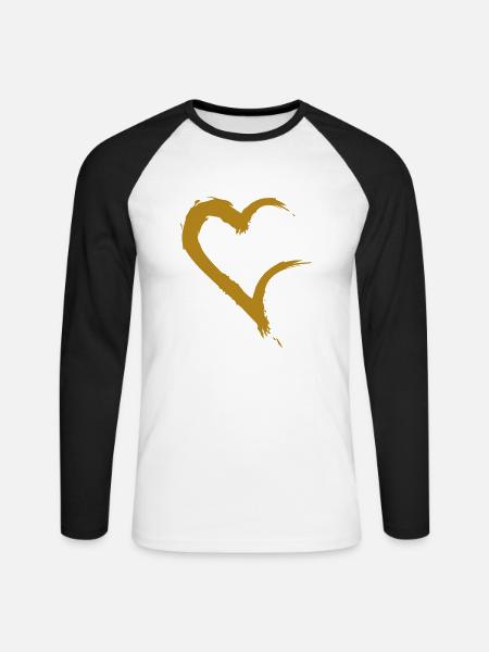 Herz offen Gold - Unisex Baseballshirt langarm - Weiß/Schwarz