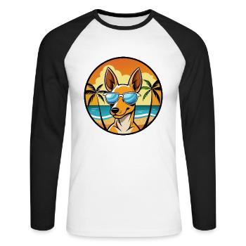 Podenco Ibizenco Hunderasse Cartoon Sonnenbrille Strand - Unisex Baseballshirt langarm - Weiß/Schwarz - Vorne - Nik (191cm)