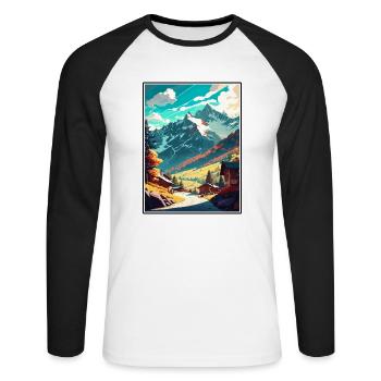 Mayrhofen Autriche Vintage voyage affiche Souvenir - T-shirt baseball manches longues Homme - blanc/noir - Devant - Nik (191cm)