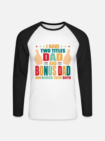 Bonus Dad - Unisex Baseballshirt langarm - Weiß/Schwarz