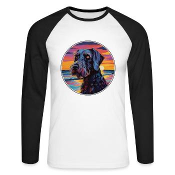 Riesenschnauzer Hunderasse Bunte Karikatur Waterco - Unisex Baseballshirt langarm - Weiß/Schwarz - Vorne - Nik (191cm)