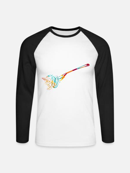 Herzhafter Spaghetti Kochabend - Unisex Baseballshirt langarm - Weiß/Schwarz