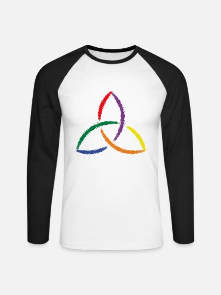 Keltisches Symbol Triquetra Regenbogen - Unisex Baseballshirt langarm - Weiß/Schwarz