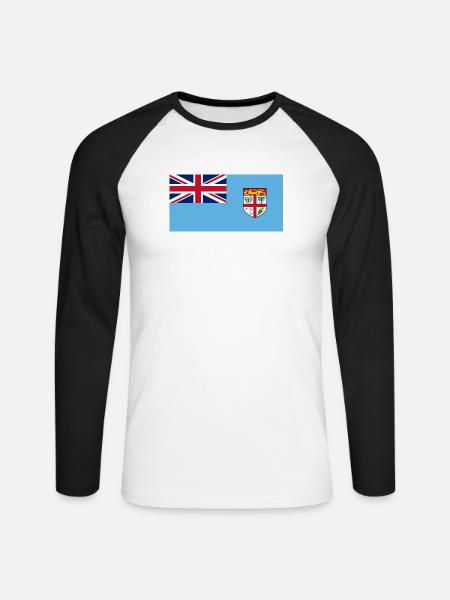 Fidschi - Unisex Baseballshirt langarm - Weiß/Schwarz