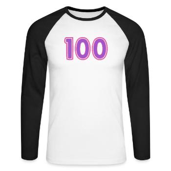 100. 100 ANS. 100e ANNIVERSAIRE - T-shirt baseball manches longues Homme - blanc/noir - Devant - Nik (191cm)