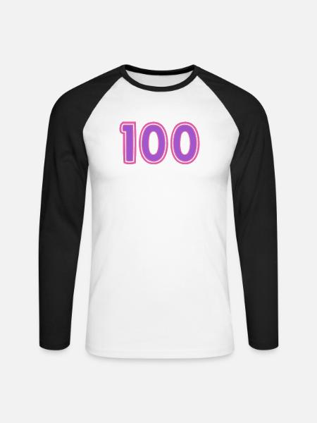 100. 100 YEARS. 100th ANNIVERSARY - Unisex Long Sleeve Baseball T-Shirt - white/black