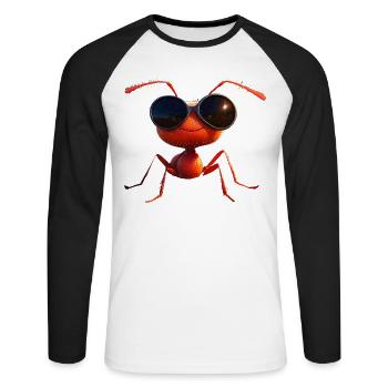 Ameise Waldameise Feuerameise Insekt Süße Ameisen - Unisex Baseballshirt langarm - Weiß/Schwarz - Vorne - Nik (191cm)
