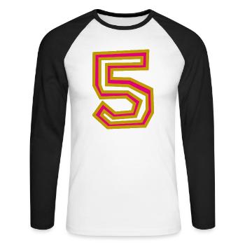 5. 5 YEARS. 5th ANNIVERSARY - Unisex Long Sleeve Baseball T-Shirt - white/black - Front - Nik (191cm)