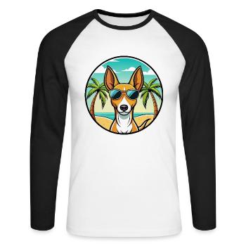 Podenco Canario Hunderasse Cartoon Sonnenbrille Strand - Unisex Baseballshirt langarm - Weiß/Schwarz - Vorne - Nik (191cm)