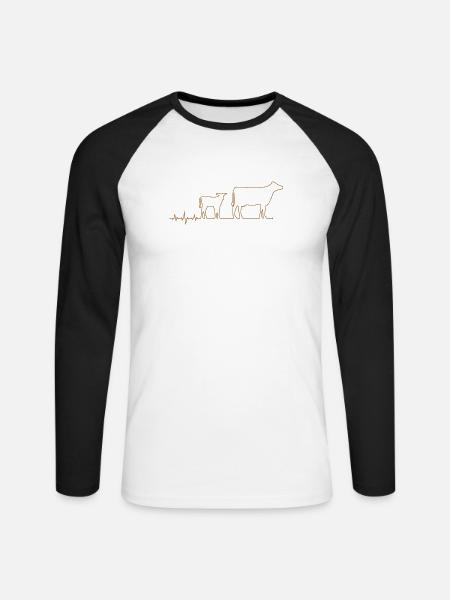 Kuh - Unisex Baseballshirt langarm - Weiß/Schwarz