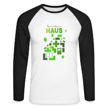 Bausteine Bauklötze bauen - Unisex Baseballshirt langarm - Weiß/Schwarz - Vorne - Nik (191cm)