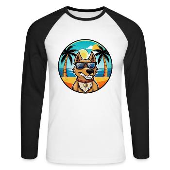 Magyar Agar Race Chien Dessin Animé Lunettes De Soleil Plage - T-shirt baseball manches longues Homme - blanc/noir - Devant - Nik (191cm)
