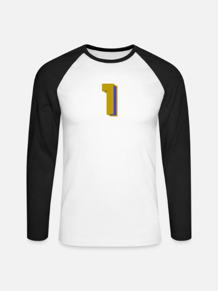 1 - T-shirt baseball manches longues Homme - blanc/noir