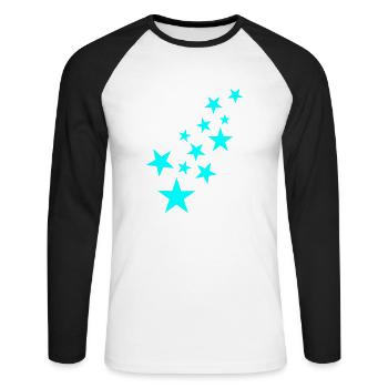 Stern Sternchen Muster Symbol - Unisex Baseballshirt langarm - Weiß/Schwarz - Vorne - Nik (191cm)