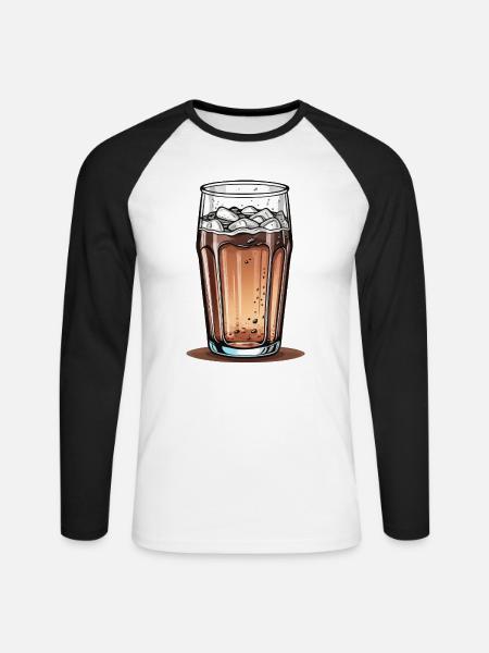Cola-Glas - Unisex Baseballshirt langarm - Weiß/Schwarz