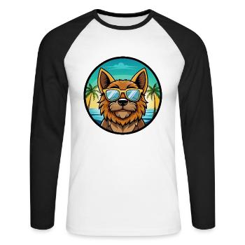 Griffon Bruxellois Dog Breed Cartoon Sunglasses - Unisex Long Sleeve Baseball T-Shirt - white/black - Front - Nik (191cm)