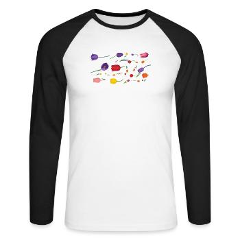 Blumen Frühling Tulpen - Unisex Baseballshirt langarm - Weiß/Schwarz - Vorne - Nik (191cm)