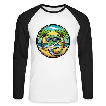 Serpent Drôle Dessin Animé Plage D’été Lunettes De Soleil Cool - T-shirt baseball manches longues Homme - blanc/noir - Devant - Nik (191cm)