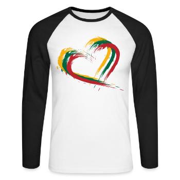 Drapeau brosse coeur de la Lituanie - T-shirt baseball manches longues Homme - blanc/noir - Devant - Nik (191cm)