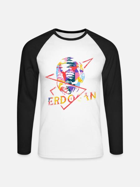Spöttischer Erdogan Boxhandschuh - Unisex Baseballshirt langarm - Weiß/Schwarz