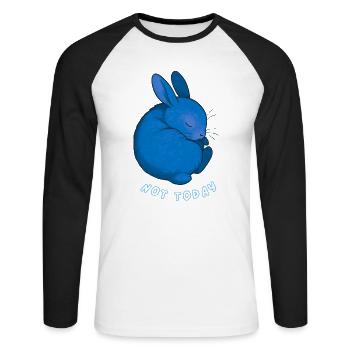 Lapin - Pas aujourd’hui - T-shirt baseball manches longues Homme - blanc/noir - Devant - Nik (191cm)