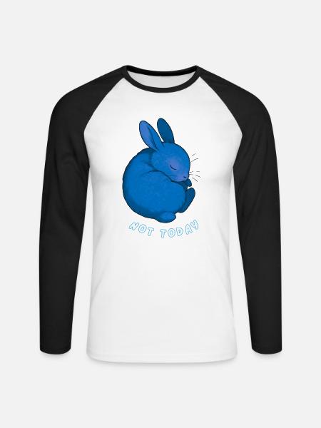 Rabbit - Not Today - Unisex Long Sleeve Baseball T-Shirt - white/black