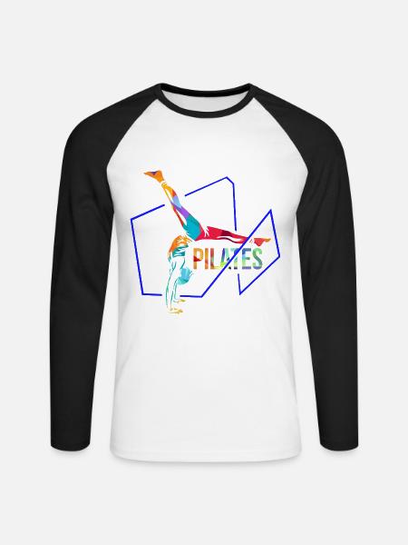 Sanfte Pilates Trainingseinheit - Unisex Baseballshirt langarm - Weiß/Schwarz