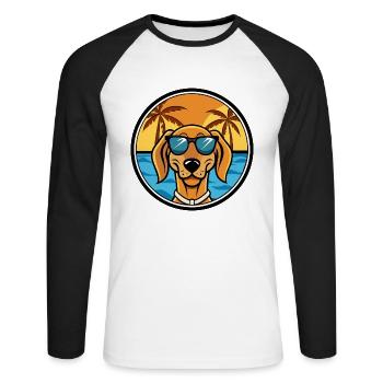 Jugoslawischer Windhund Hunderasse Cartoon Sonnenbrille Strand - Unisex Baseballshirt langarm - Weiß/Schwarz - Vorne - Nik (191cm)