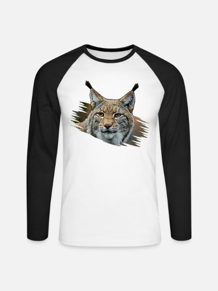 Luchs - Unisex Baseballshirt langarm - Weiß/Schwarz