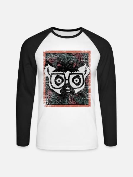 Kletterfreudiger Lemur Regenwald - Unisex Baseballshirt langarm - Weiß/Schwarz
