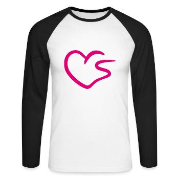 Herz Buchstabe S Anfangsbuchstabe Rosa - Unisex Baseballshirt langarm - Weiß/Schwarz - Vorne - Nik (191cm)