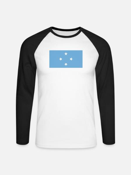 Mikronesien - Unisex Baseballshirt langarm - Weiß/Schwarz